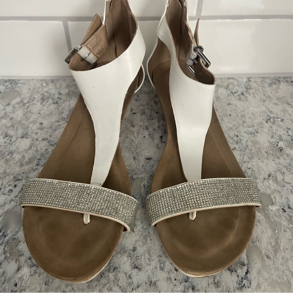 White wedge sandal size 8